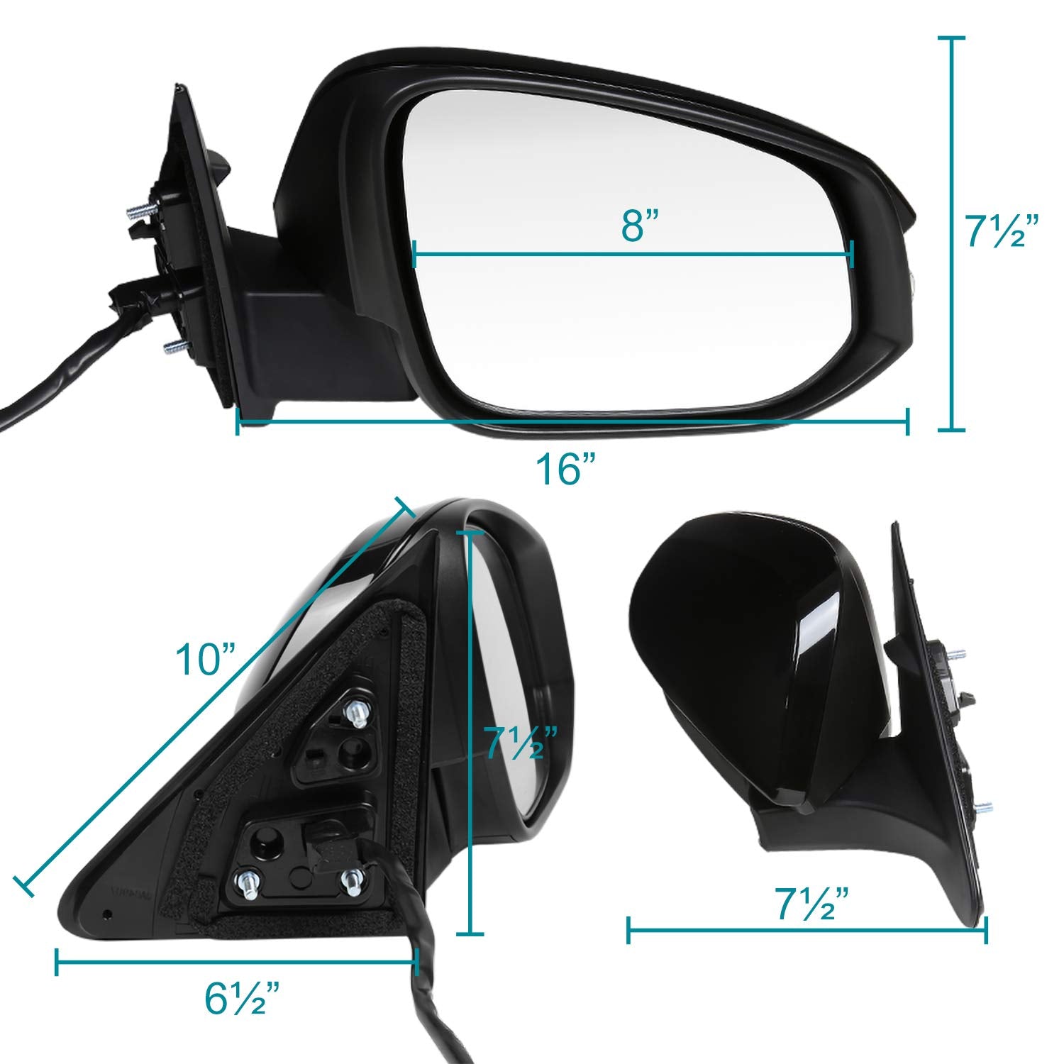Spec-D Tuning Power Right Passenger Side 5-Pin Mirror w/LED Signal Compatible with 2014-2016 Toyota Highlander