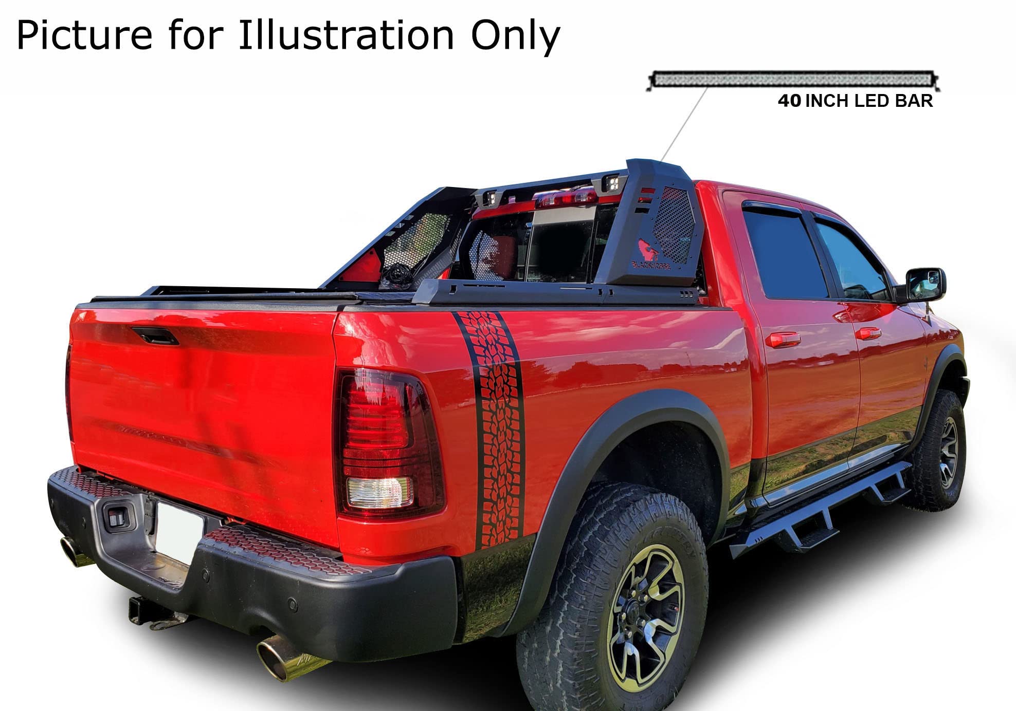 Vigor Black Horse Roll Bar Modular W/40 LED Light Bar Compatible with 07-25 Silverado 1500|Sierra 1500|09-10 Ram 1500|11-25 Ram 1500|09-22 F-150|07-25 Tundra-VIRB02B-KIT