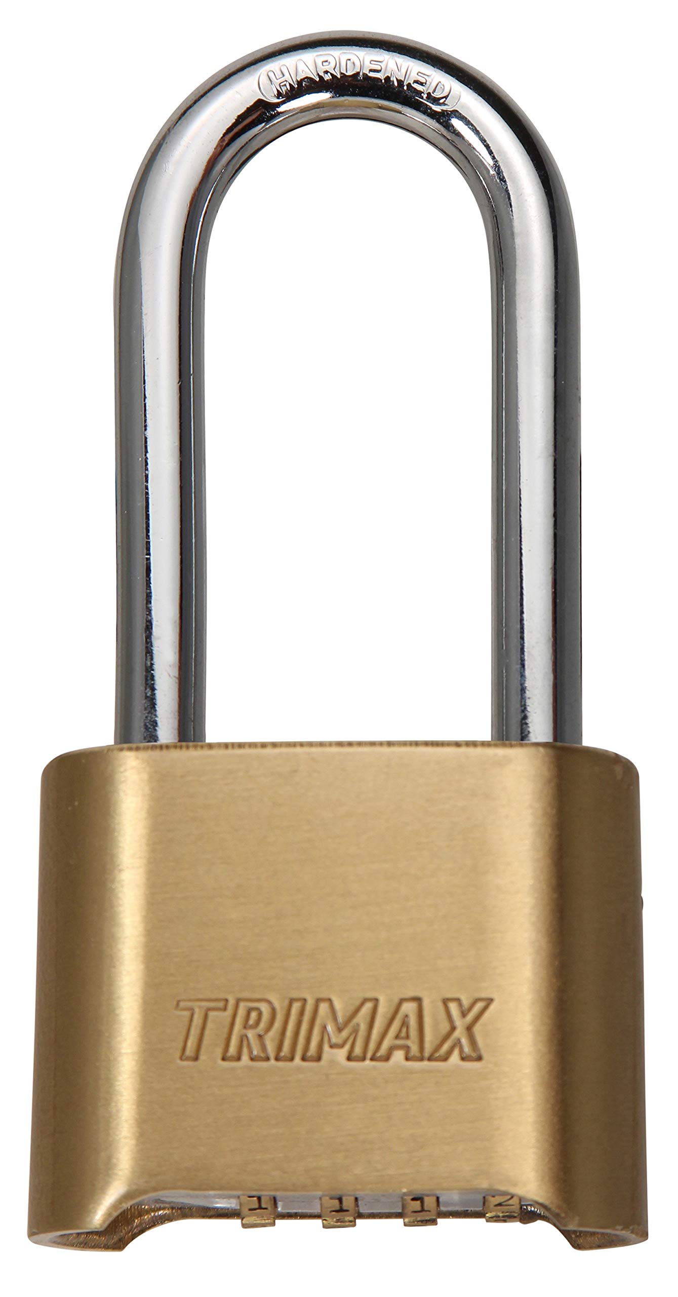 Trimax Resettable Combination Solid Brass 2" Body with 2-1/4" X 5/16" (8Mm) Schackle TPC225, Blister Packaging