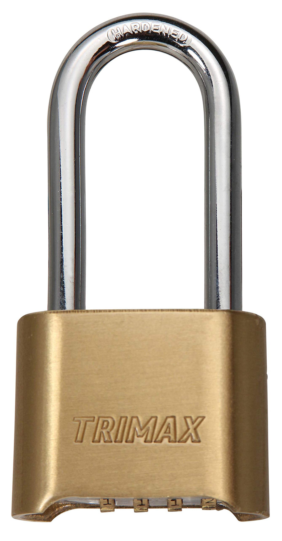 Trimax Resettable Combination Solid Brass 2" Body with 2-1/4" X 5/16" (8Mm) Schackle TPC225, Blister Packaging