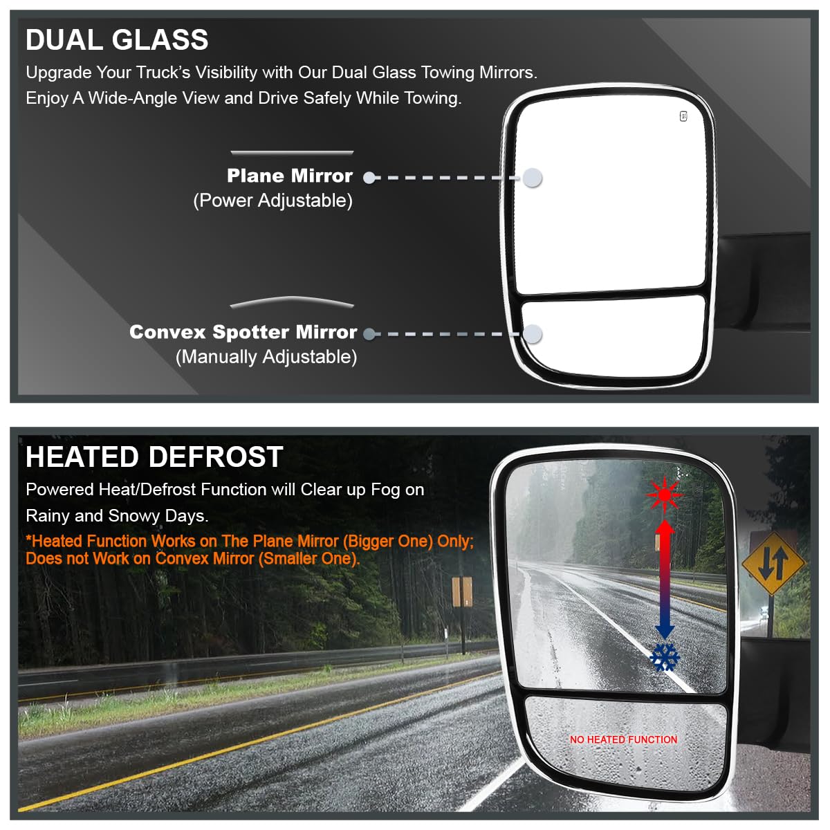Spec-D Tuning Heated Power Fold Towing Side Mirrors w/LED Signal+Puddle+Temp Sensor Compatible with 2013-2018 Dodge Ram 1500 2500 3500/2019-2024 Dodge Ram 1500 Classic Left + Right Pair