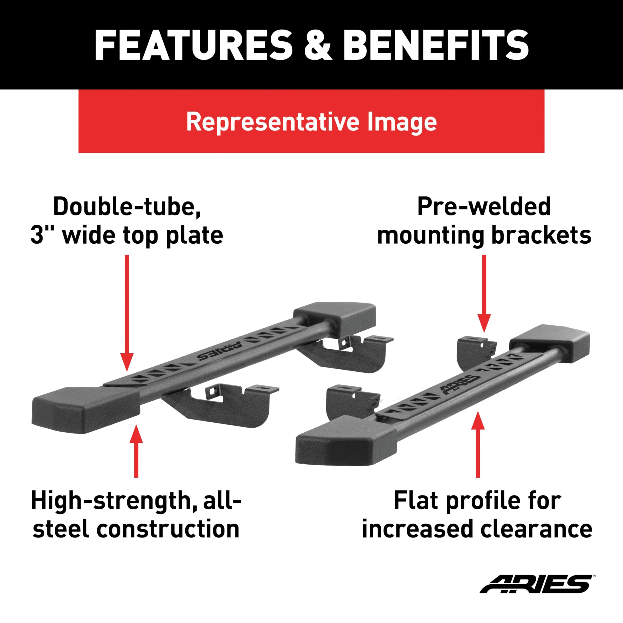 Black Steel ARIES Rocker Step Guard Running Boards, Select Jeep Grand Cherokee 2074103