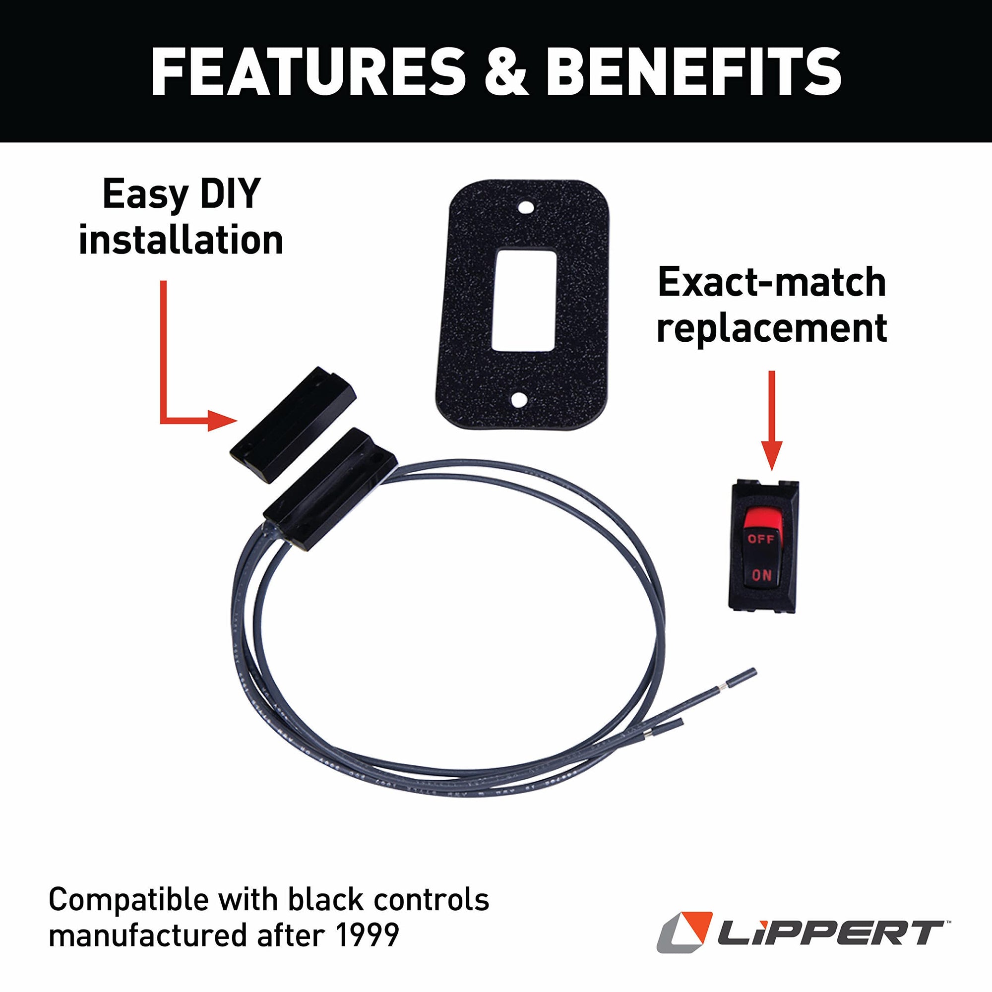 Magnetic RV Door Switch Kit Kwikee 905325000 - Black