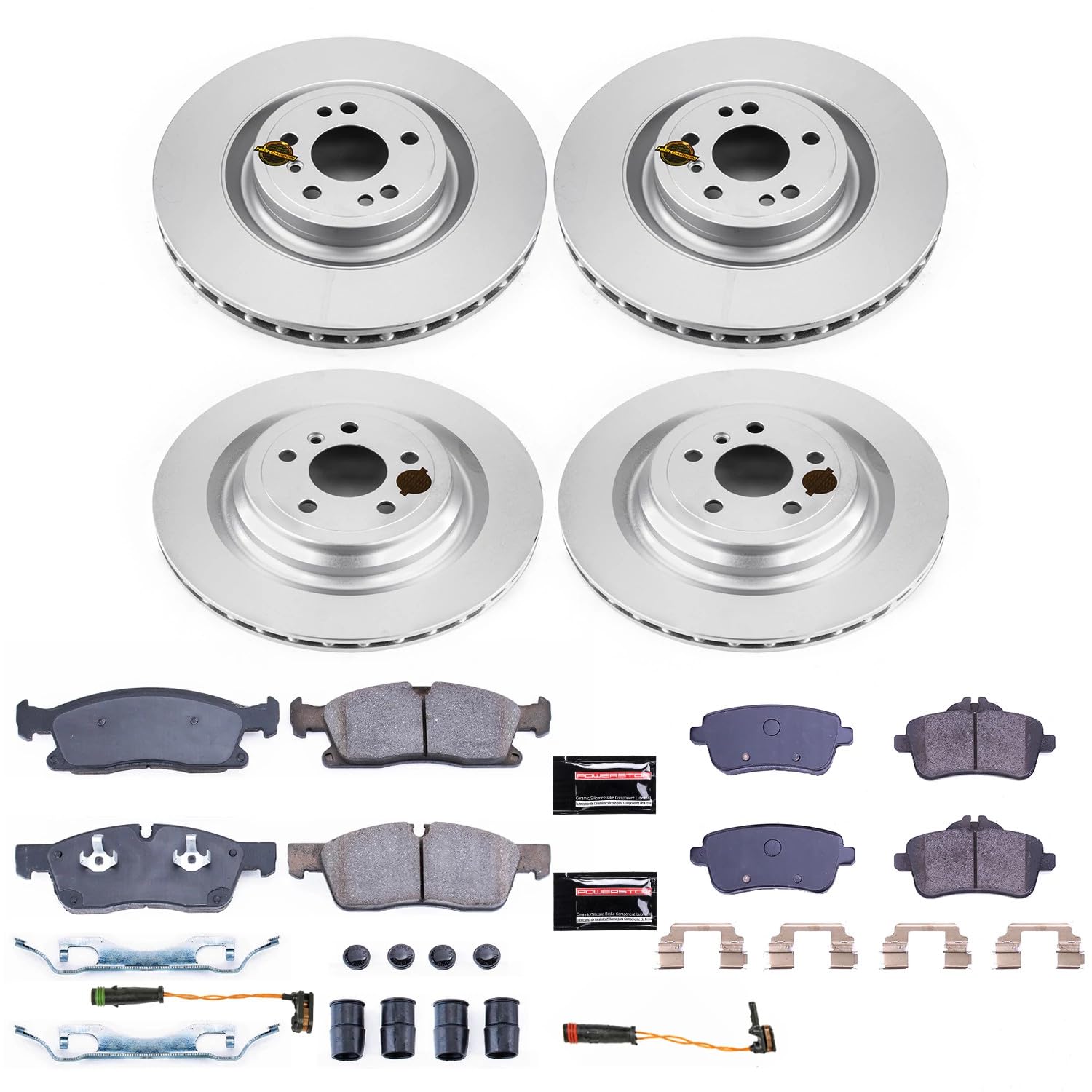 Power Stop Z23 Front and Rear Coated Rotor Kit-Coated Brake Rotors & Carbon Ceramic Brake Pads