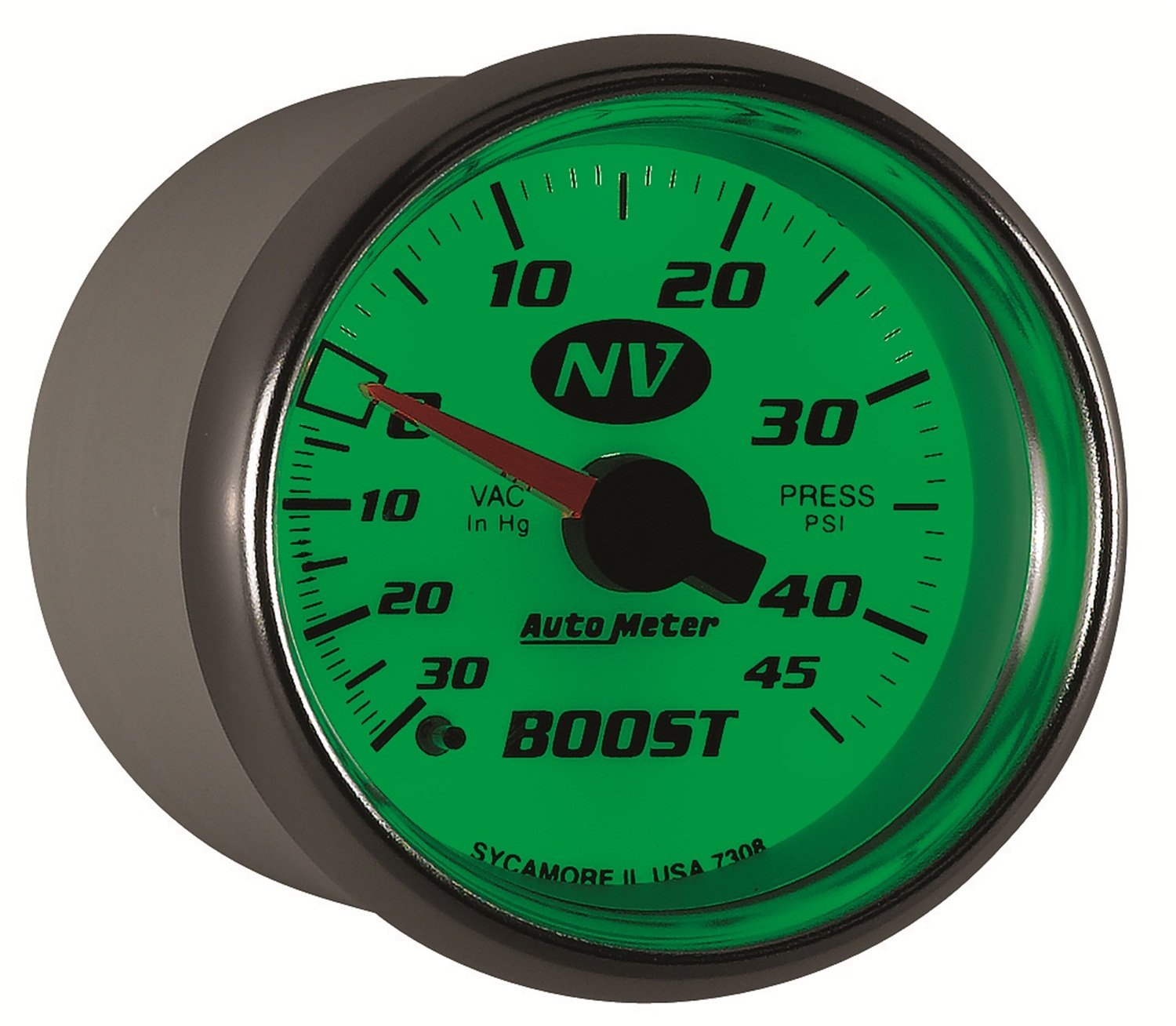 Auto Meter NV 7308 2-1/16" 30 in. Hg/45 PSI Mechanical Vacuum/Boost Gauge