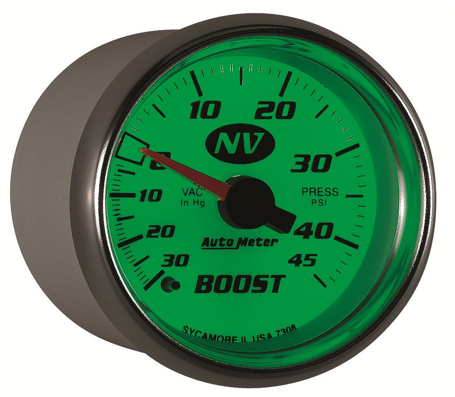 Auto Meter NV 7308 2-1/16" 30 in. Hg/45 PSI Mechanical Vacuum/Boost Gauge