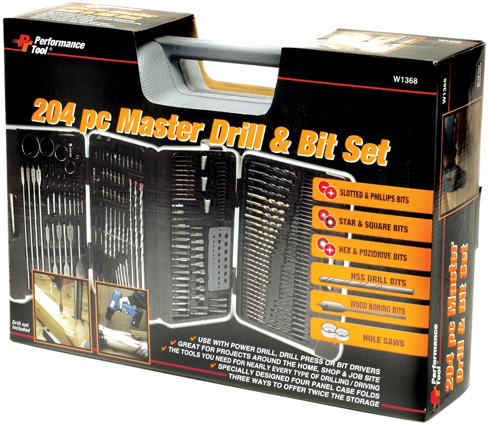 204-Piece Performance Tool W1368 Master Drill Bit Set