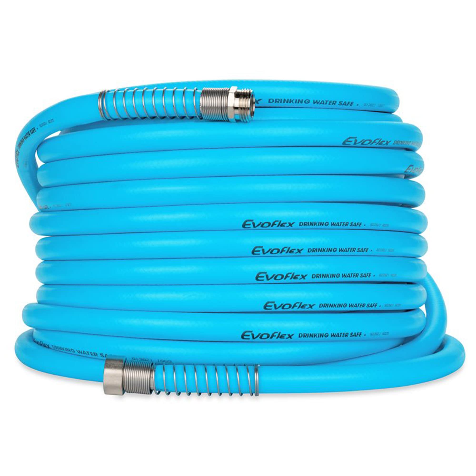 EVOFlex Camco 75-Ft RV Drinking Water Hose - Features Extra Flexible Design w/Stainless Steel Strain Relief Ends - Lead-Free, BPA-Free and Phthalate-Free - 5/8” Inside Diameter (22597)