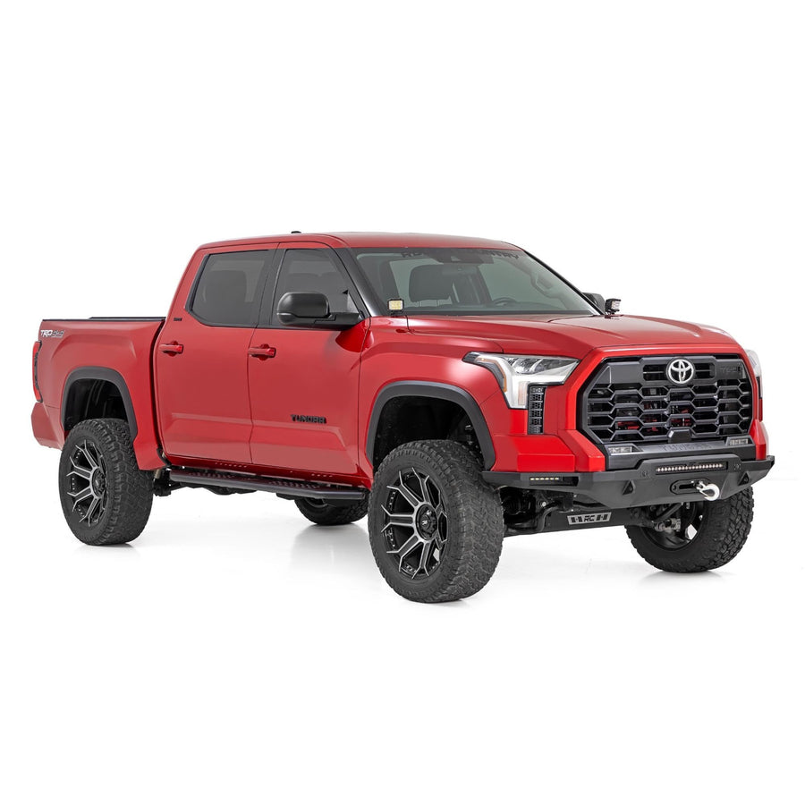 Rough Country Running Boards OV2 for Toyota Tundra (2022-2025) Crew Cab - Contoured Side Step Bars, Easy Bolt-On Install