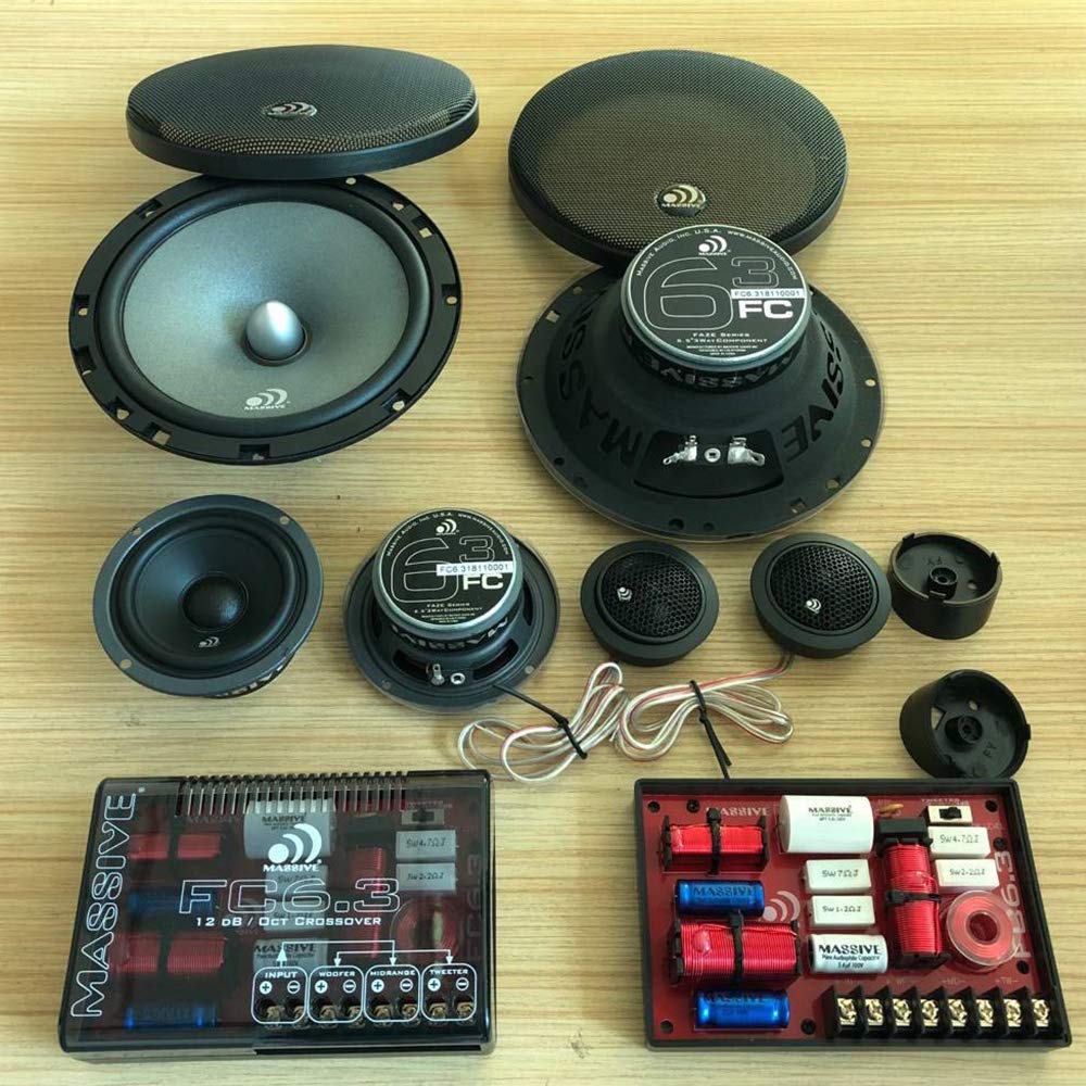 6.5" Massive Audio FC6.3 | 3-Way Component Speaker Kit – 150W RMS / 300W Peak, 4 Ohm Car Audio System with Tweeters & Crossovers – High-Performance Sound Upgrade