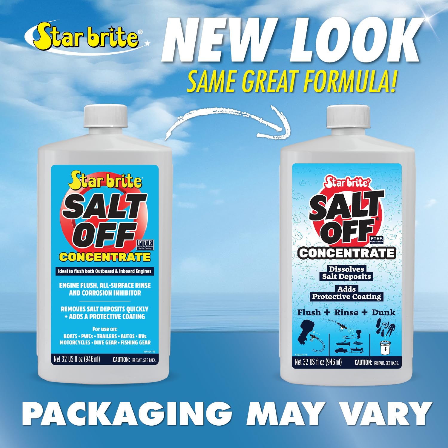 Salt Off Kit STAR BRITE – Applicator & 32 OZ Concentrate for Marine Engine Flush & Salt Removal on Boats, Trailers, Fishing Gear, Dive Equipment, and More