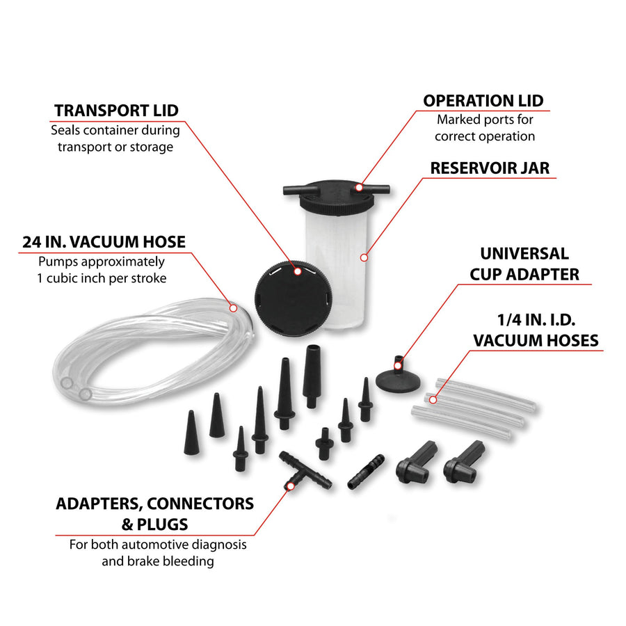 Vacuum Pump Kit Performance Tool W87031 For Vacuum and Pressure Tests, Perform Engine Performance Diagnostics, Brake Bleeding, Fluid Transfer and Evacuation