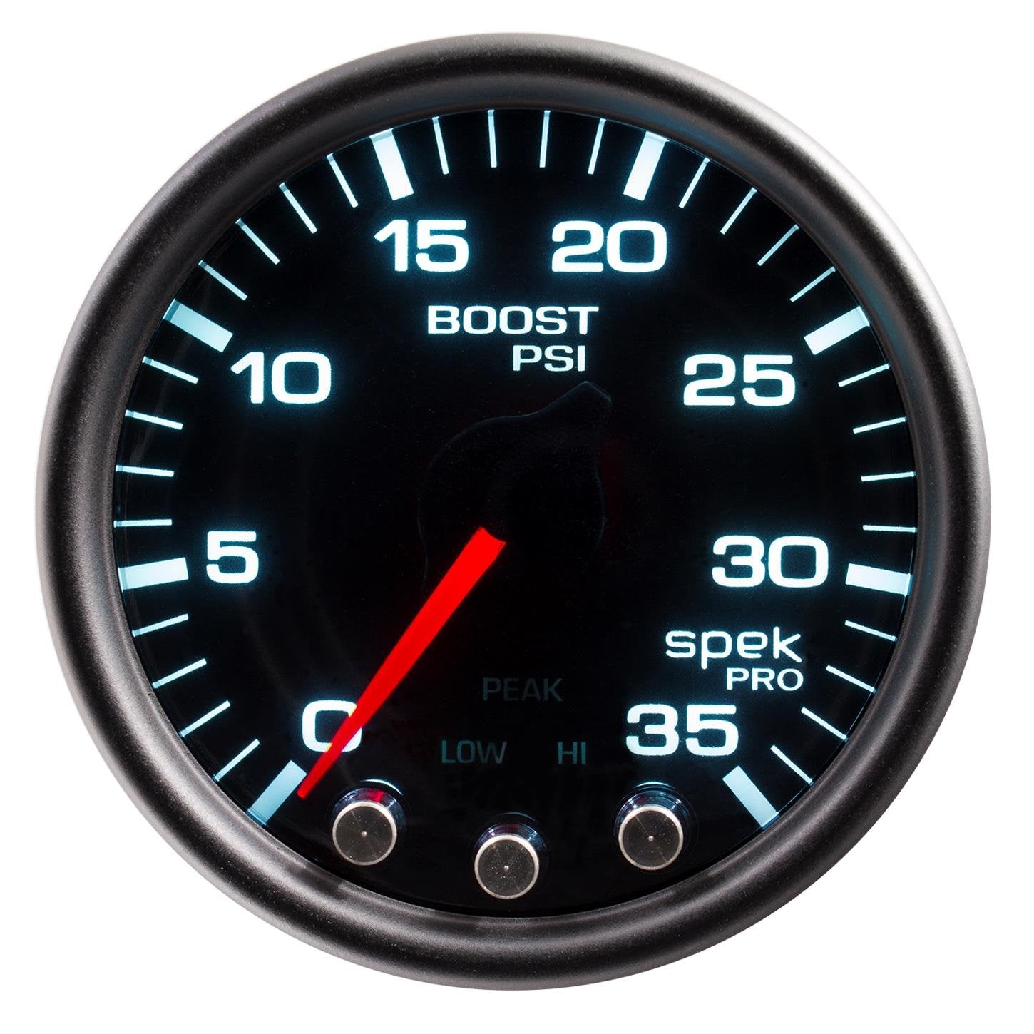 Gauge AUTO METER P30352 Boost (Spek-Pro 2 1/16", 35Psi, Stepper Motorwith Peak & Warn, Blacksmoke//Black, Spek-Pro)