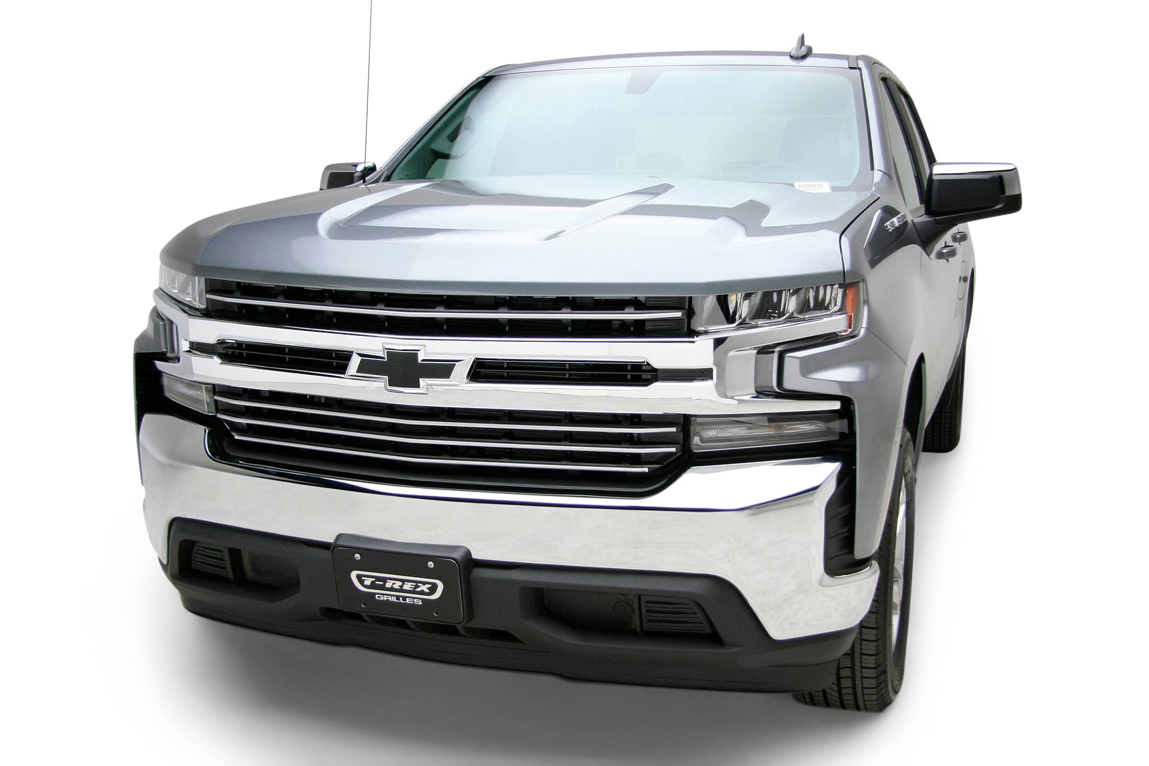 Silverado Compatible with (2019-2022) 1500 Trail Boss, RST, LT Round Billet Grille, Horizontal Round, Silver, 4 Pc, Overlay, Does Not Fit Vehicles with Camera - PN #6211236
