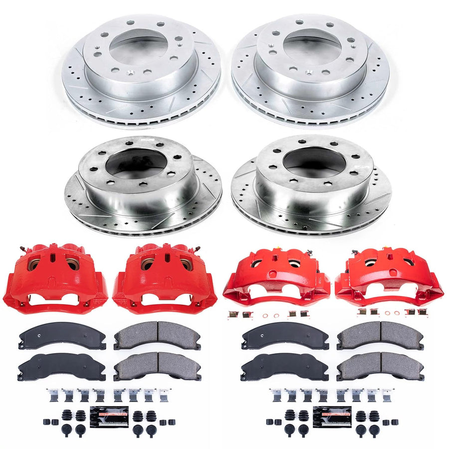 Power Stop Z23 KC5560 Evolution Sport Front and Rear Caliper Kit-Drilled/Slotted Rotors, Carbon Ceramic Brake Pads, Calipers For Chevrolet Silverado 3500 HD, GMC Sierra 3500 HD [Model Specific]