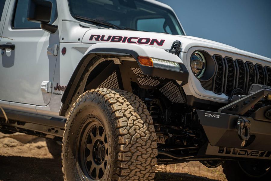 Front Inner Fenders DV8 for 2018-2025 Jeep Wrangler JL & 2020-2025 Gladiator JT | Protects Exposed Engine Compartment | Mesh Panels for Improved Airflow | Durable Lightweight Aluminum | Fully Bolt-On