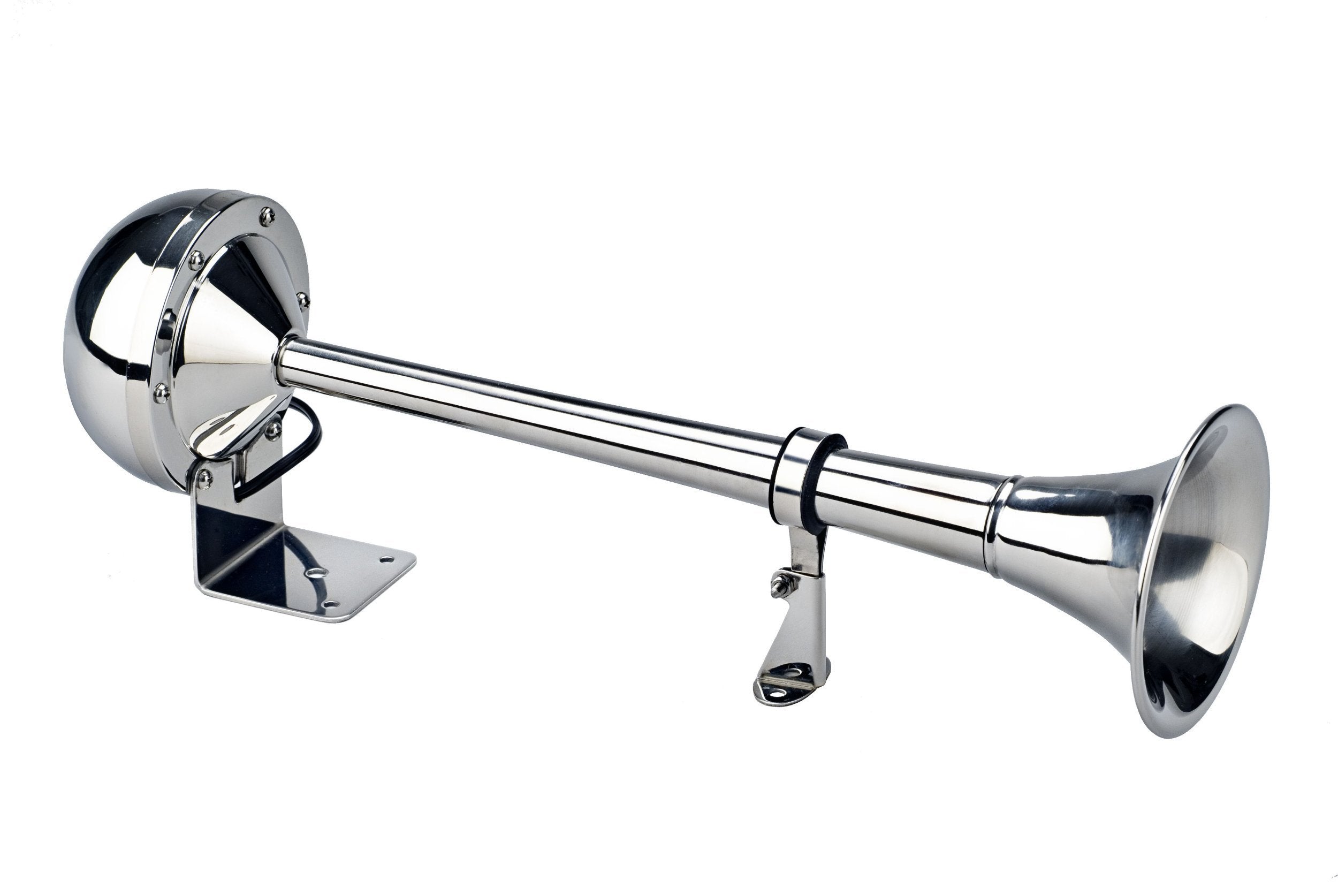 The Persuader Wolo (115) Stainless Steel Single Trumpet Horn - 12 Volt, High Tone, Chrome