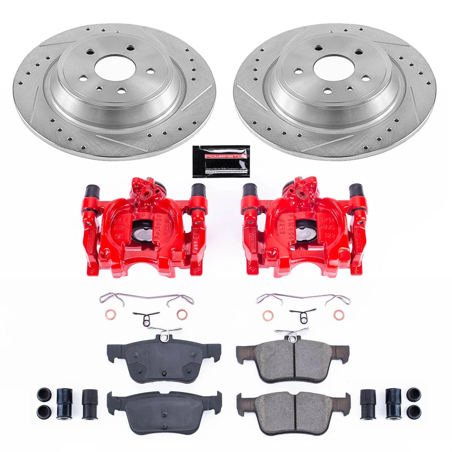 Power Stop Z23 Evolution KC6817A Rear Brake Kit-Drilled/Slotted Rotors, Carbon Ceramic Brake Pads & Calipers For Lincoln MKZ 2013-2014 [Model Specific]