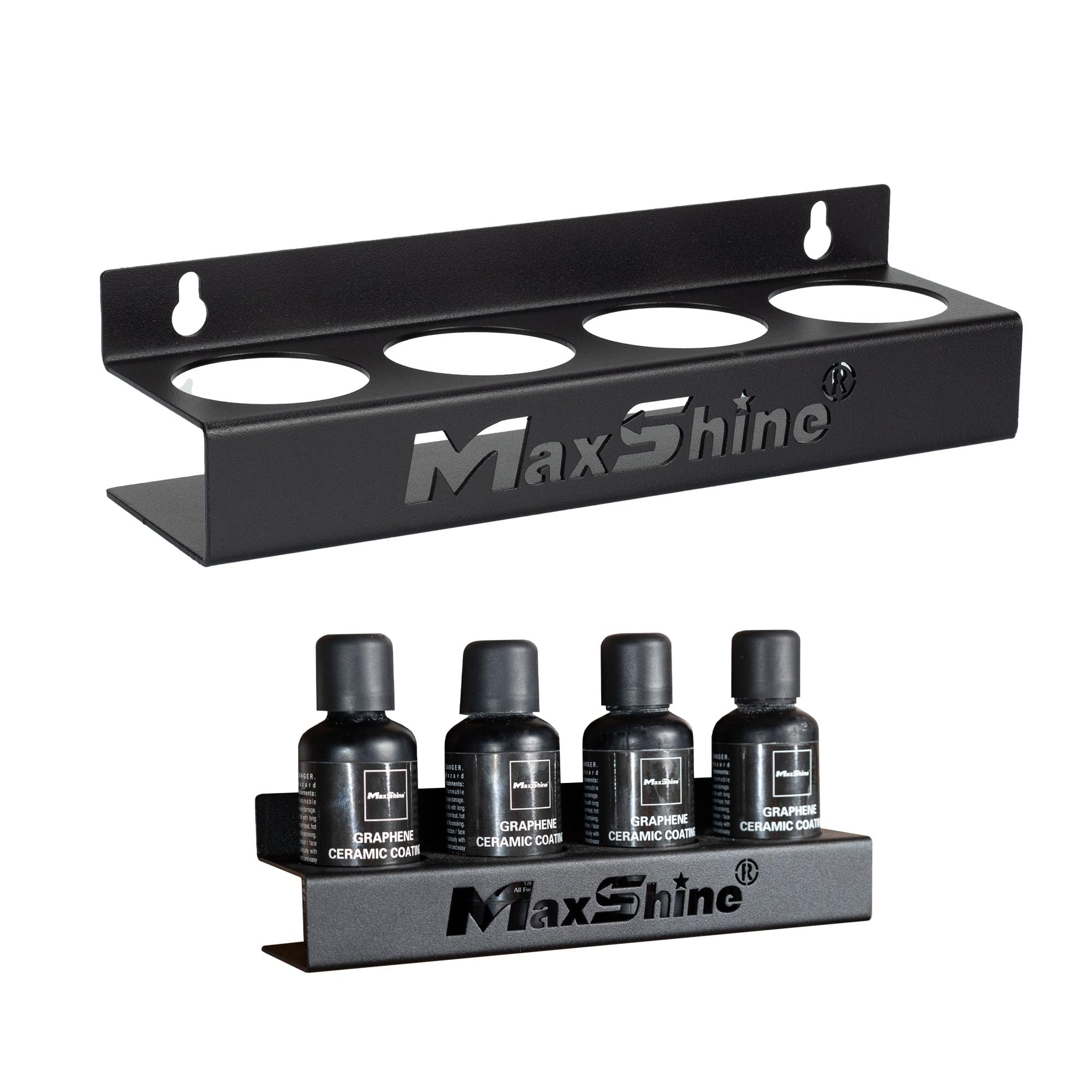 Maxshine Ceramic Coating Holder Universal Detailing | Wall-Mount Organizer Holds 4 Bottles (50–100ml) | Sturdy Lightweight Rack for Garage Storage & Mobile Use | Premium Auto Detailing Accessory