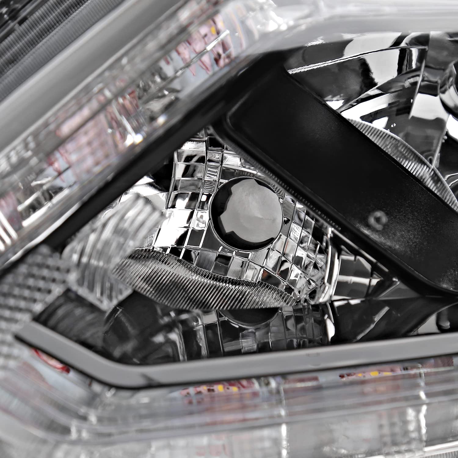 Black Headlights w/LED Strip SPEC-D TUNING Compatible with 2014-2016 Nissan Rogue, Left + Right Pair Headlamps Assembly
