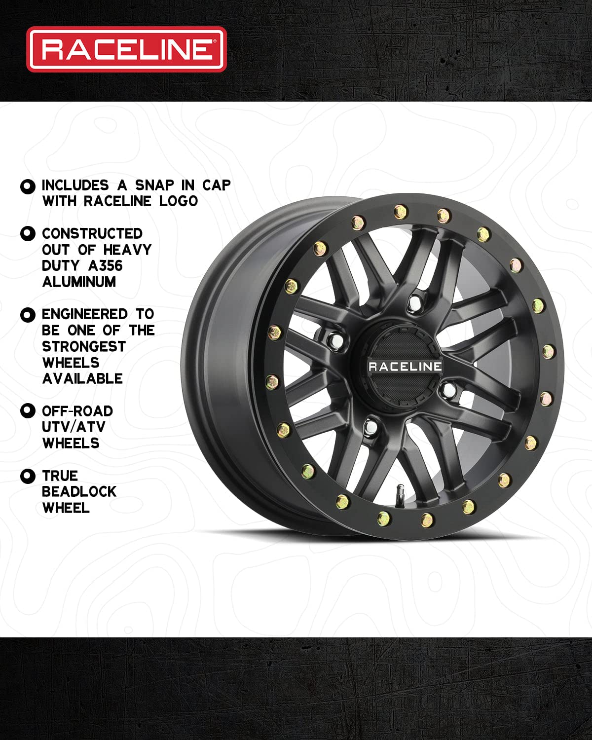 Raceline A91G Wheels RYNO UTV/ATV Gun Metal W/Black Ring 15x7" 4x137", 10 mm offset/(4.39"B/S)
