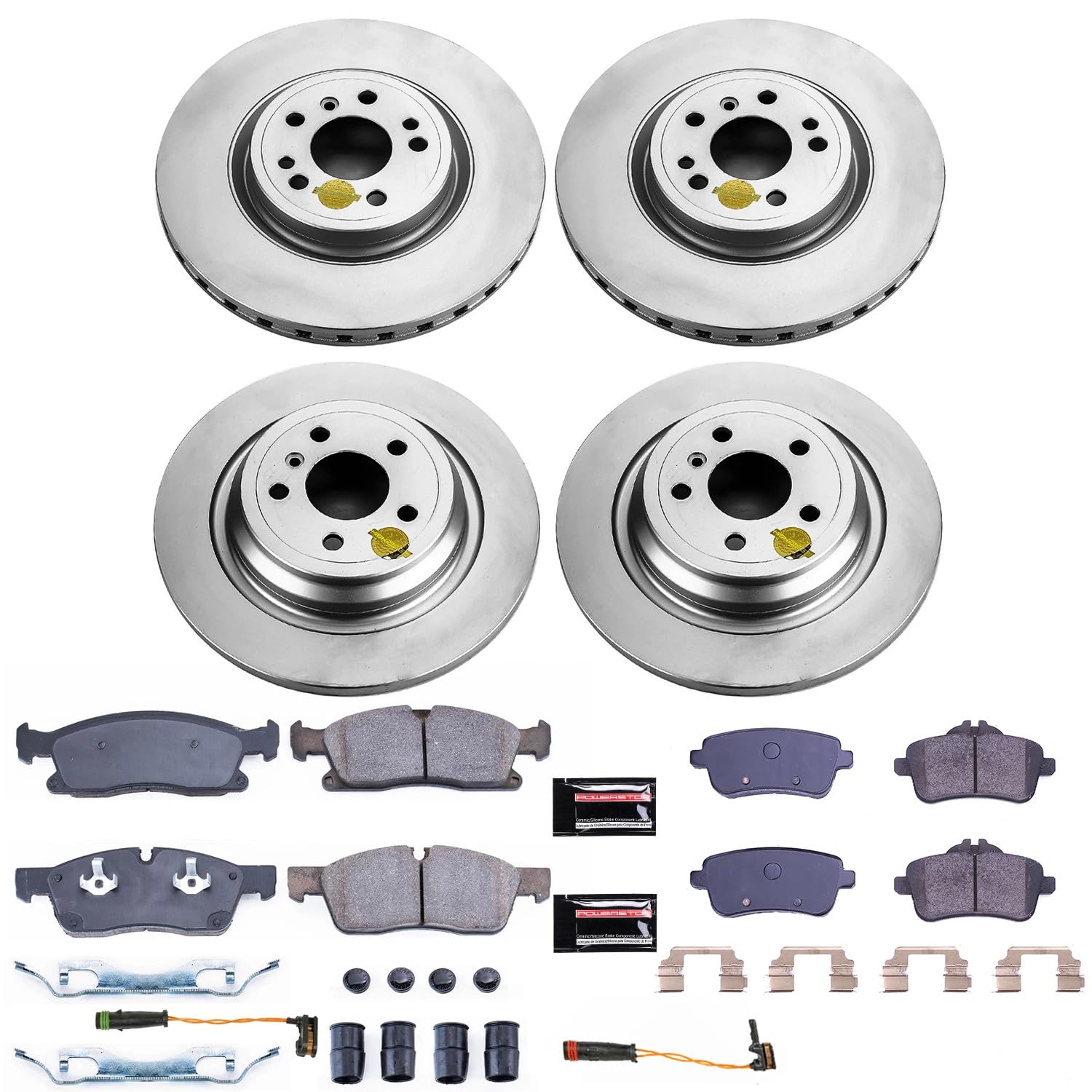Power Stop Z23 Front and Rear Coated Rotor Kit-Coated Brake Rotors & Carbon Ceramic Brake Pads