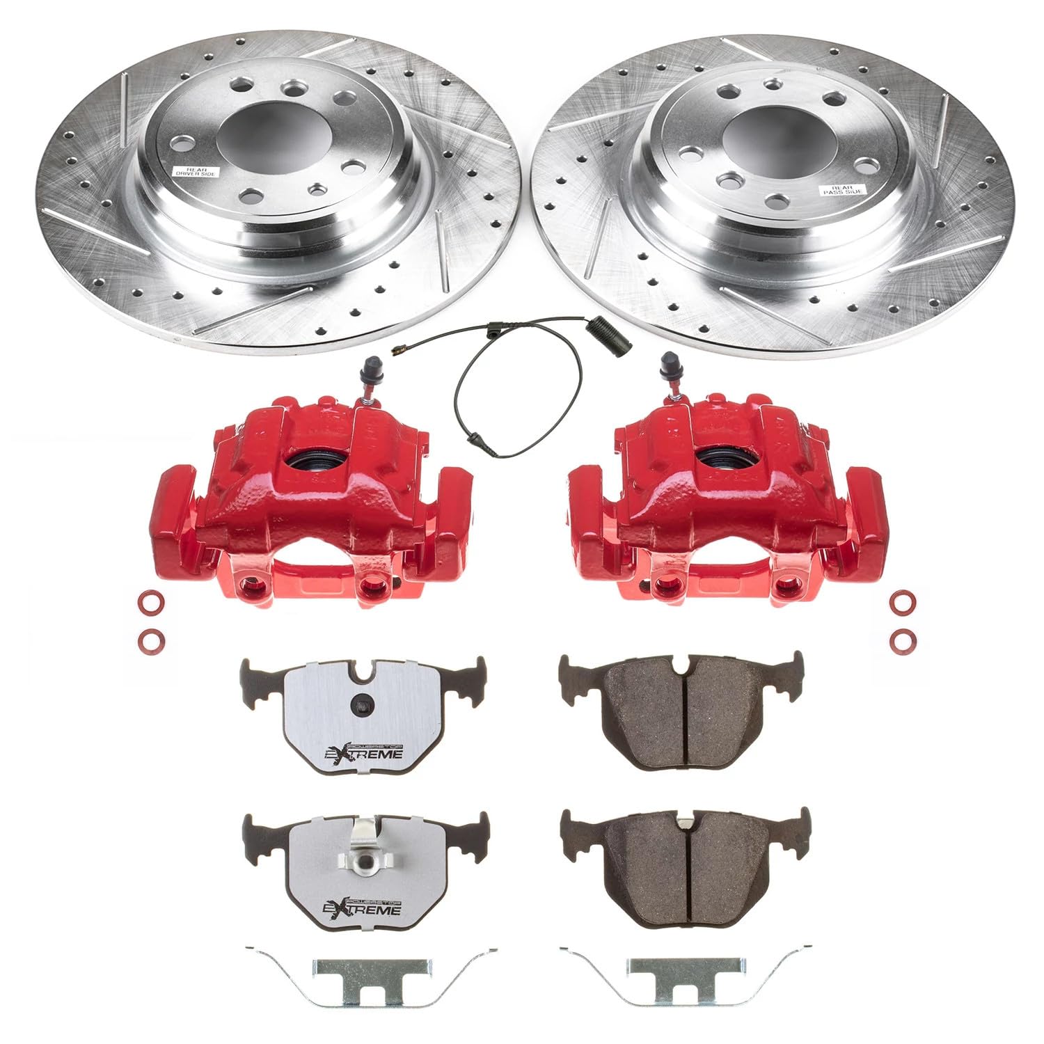 Power Stop Z26 KC5711-26 Rear Brake Kit-Drilled/Slotted Rotors, Carbon Ceramic Brake Pads & Calipers For BMW 740i 1995, BMW 740i 1997-2001, BMW 740iL 1995-2001 [Model Specific]