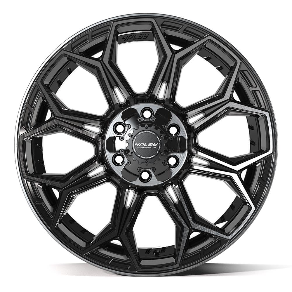 20 Inch 4PLAY Wheels Rim 4P83 Fits 6x135 & 6x139.7 20x9 Gloss Black Brushed with Tinted Clear (1)