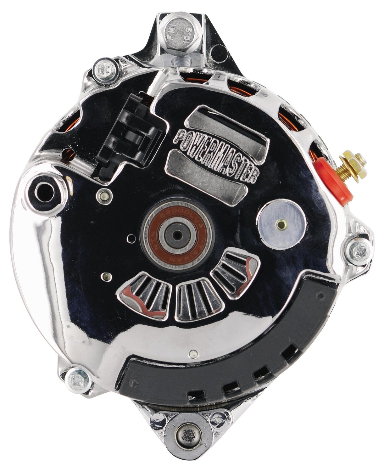 Alt GM CS130 Powermaster Chrome 155A w/o Fan & Pulley Str MTG 6.14" Side BAT Post 1-Wire or OE Hookup
