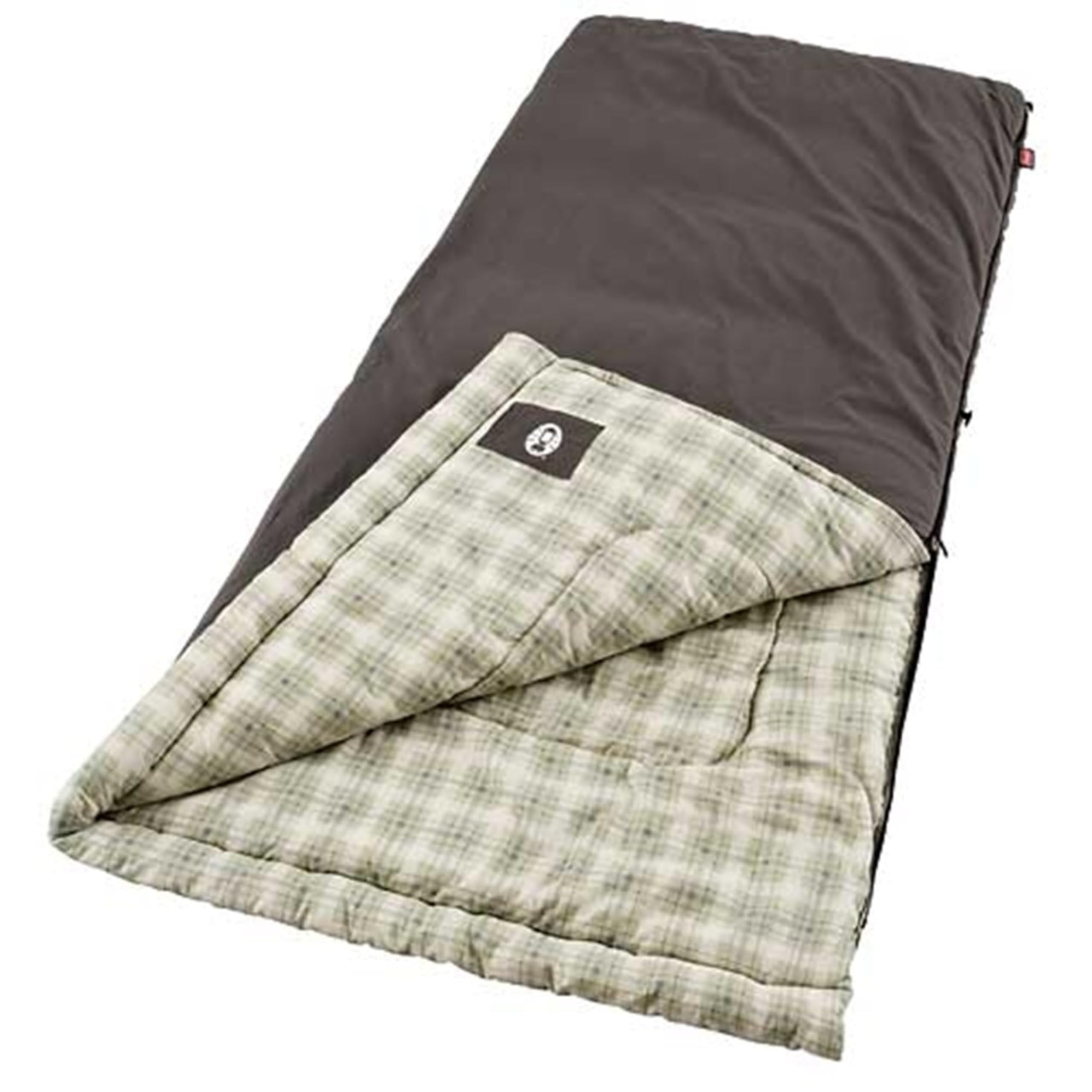 Coleman Big & Tall Heritage 10°F Flannel Sleeping Bag, XL Sleeping Bag Fits Adults up to 6ft 7in Tall, Machine Washable, Great for Camping, Hunting, Guests, & More