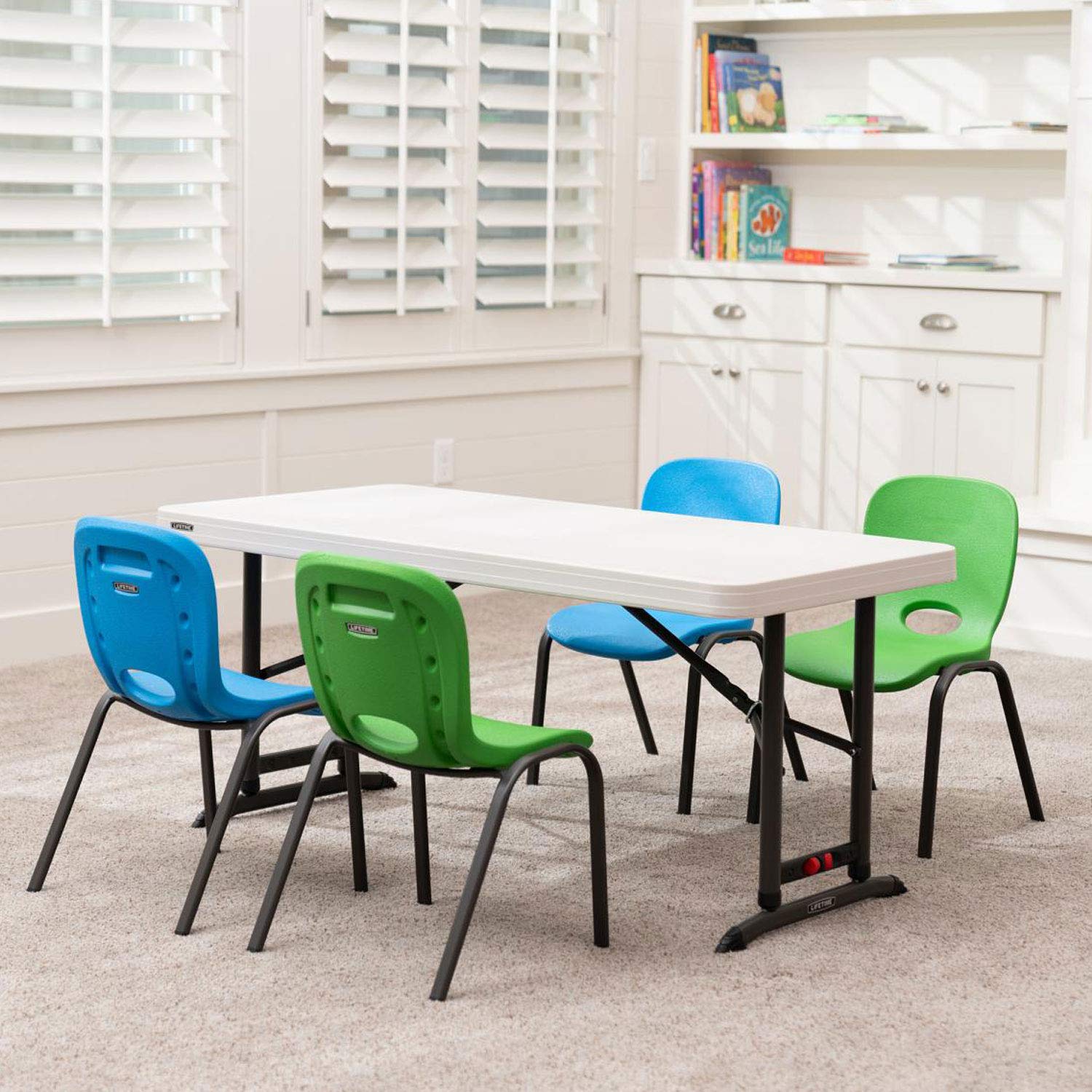 4 Ft. Lifetime Commercial Adjustable Height Folding Table (Almond)