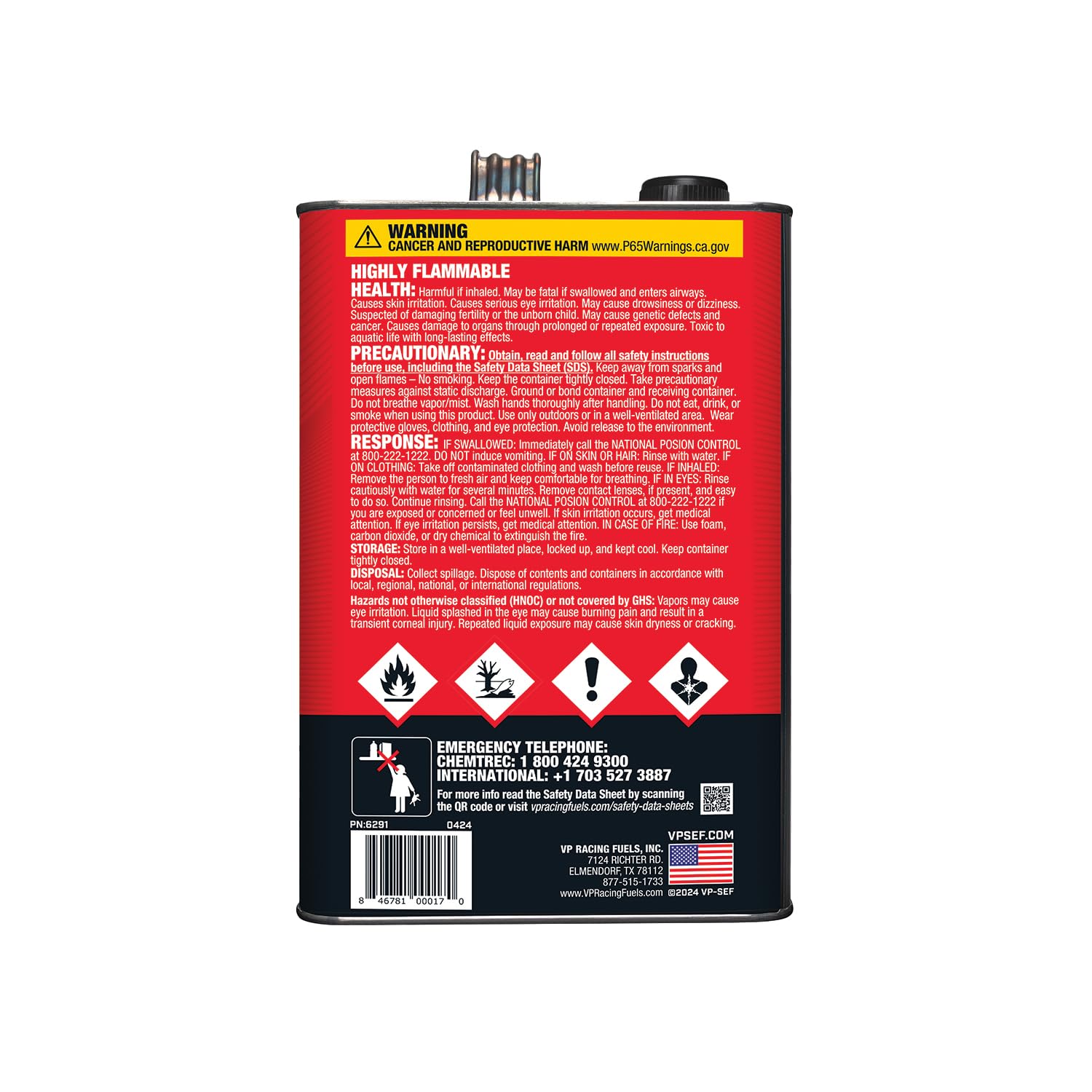 Ready to Use VP Racing Fuels 6291, 40:1 Premixed 2-Cycle Small Engine Fuel (SEF) - Gallon (4 Pack)