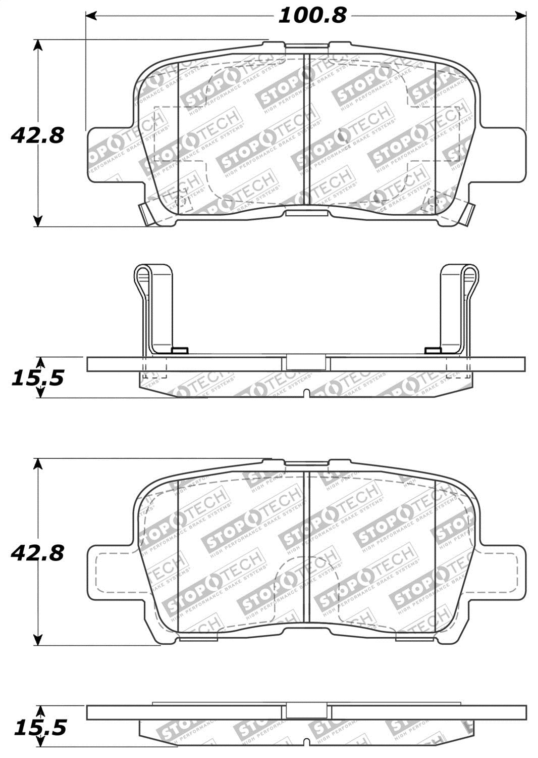 Sport Brake Pads StopTech 309.08650 with Shims and Hardware