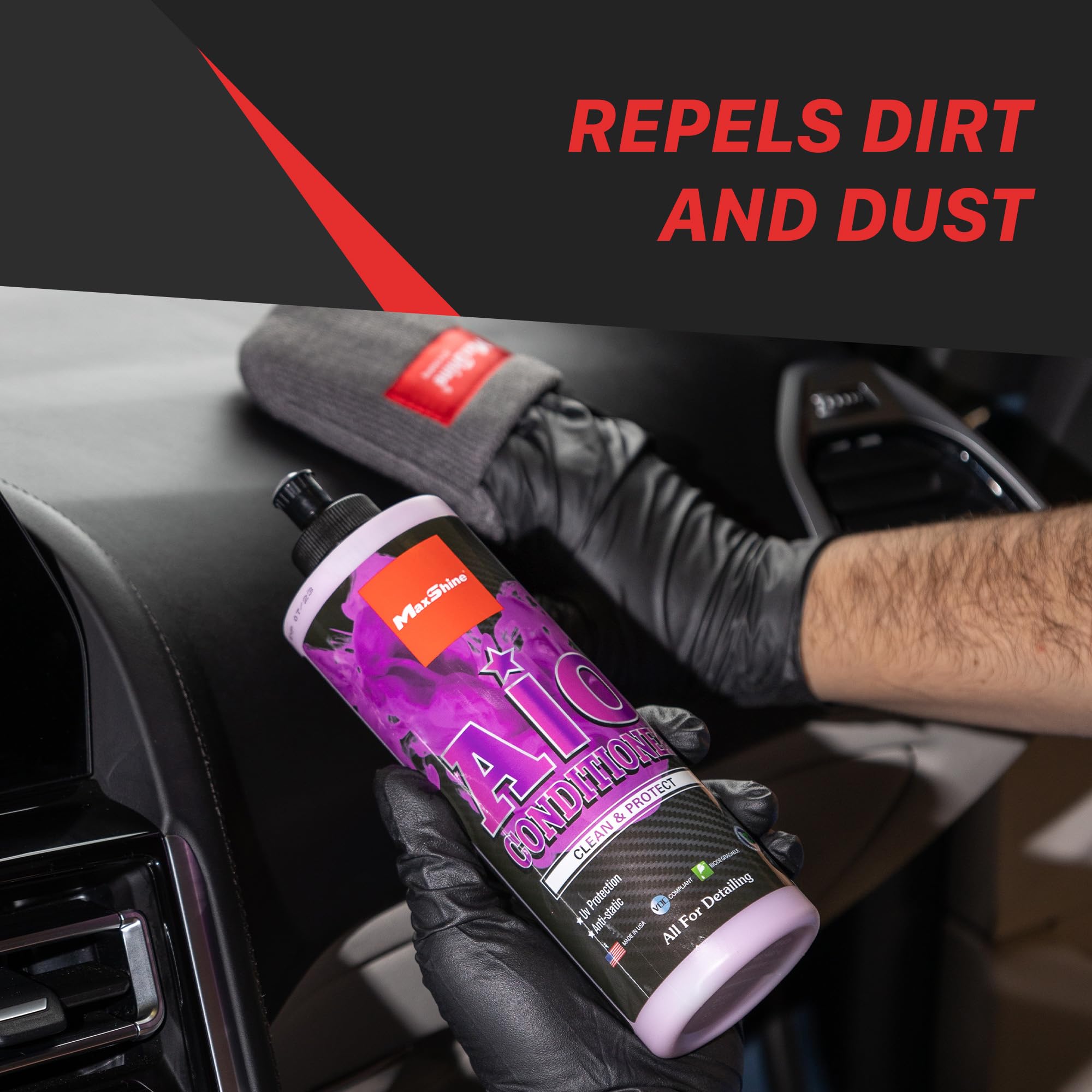 Maxshine All-in-One 16oz Premium Leather Conditioner & Cleaner – Detailing Solution for Car Seats, Sofas, Chairs & More – Safe for Leather, Vinyl & Plastic Surfaces