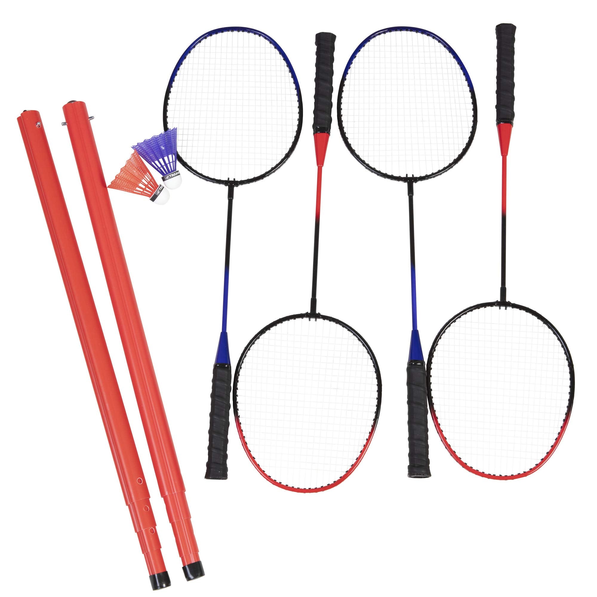 Portable Triumph Sports Patriotic Badminton Set with Freestanding Base Sets Up on Any Surface in Seconds – No Tools or Stakes Required, Multi