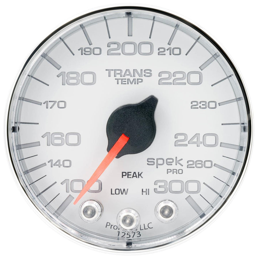 AutoMeter P342118 Transmission Temp Gauge (Spek-Pro Gauge, Trans Temp, 2 1/16", 300ºf, Stepper Motorwith Peak & Warn, Wht/Chrm, Spek-Pro)