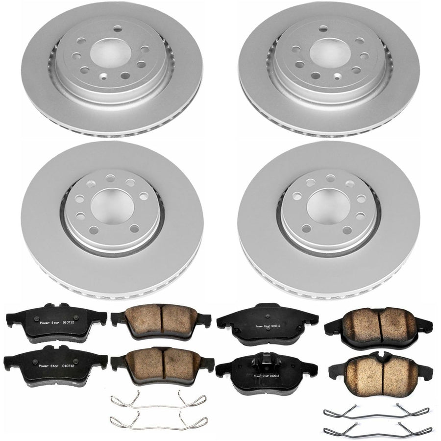 Power Stop Z23 Evolution Geomet Coated Brake Kit For Saab 9-3 Front and Rear 2003-2011 [Model Specific]