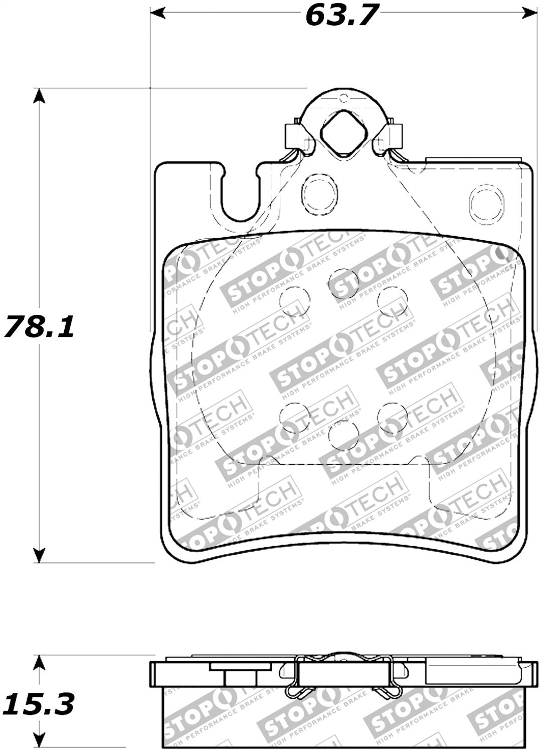 Rear StopTech 308.08760 Brake Pads with Shims Street