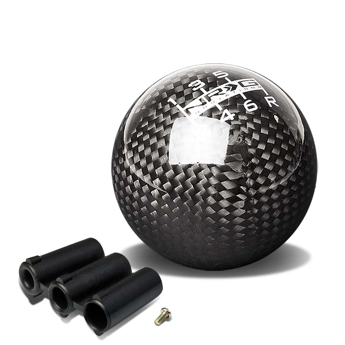 Black Carbon Fiber NRG Universal Ball Style Shift Knob - 6 Speed Pattern