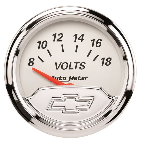 Chevy Auto Meter 1391-00408 Vintage 2-1/16" 8V - 18V Electric Voltmeter Gauge (52.4mm)