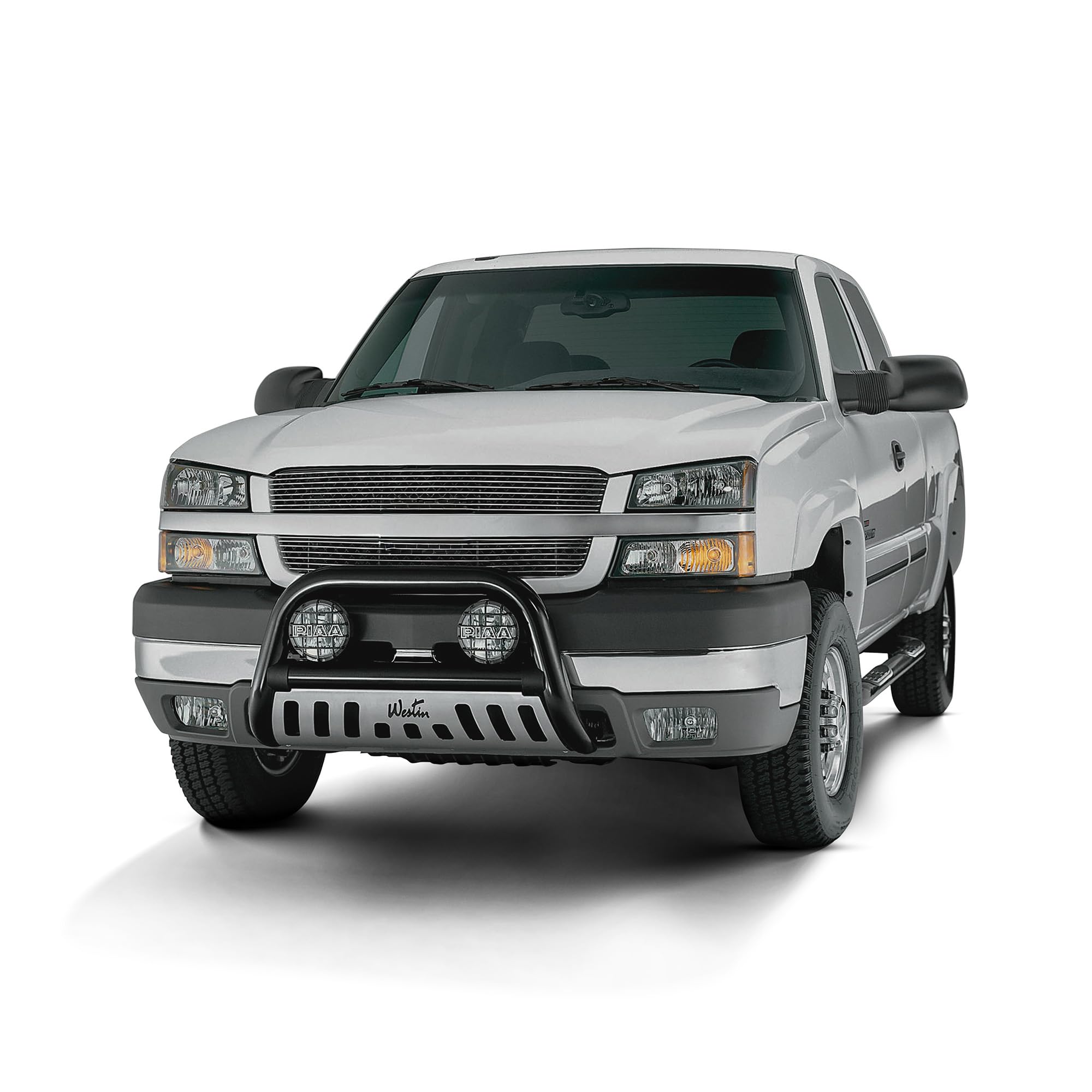 Westin 25-1955 3 Round Signature Nerf Bars fits 1999-2013 Silverado Sierra 1500 2001-2014 Silverado Sierra 2500 3500HD Crew Cab Black Pair