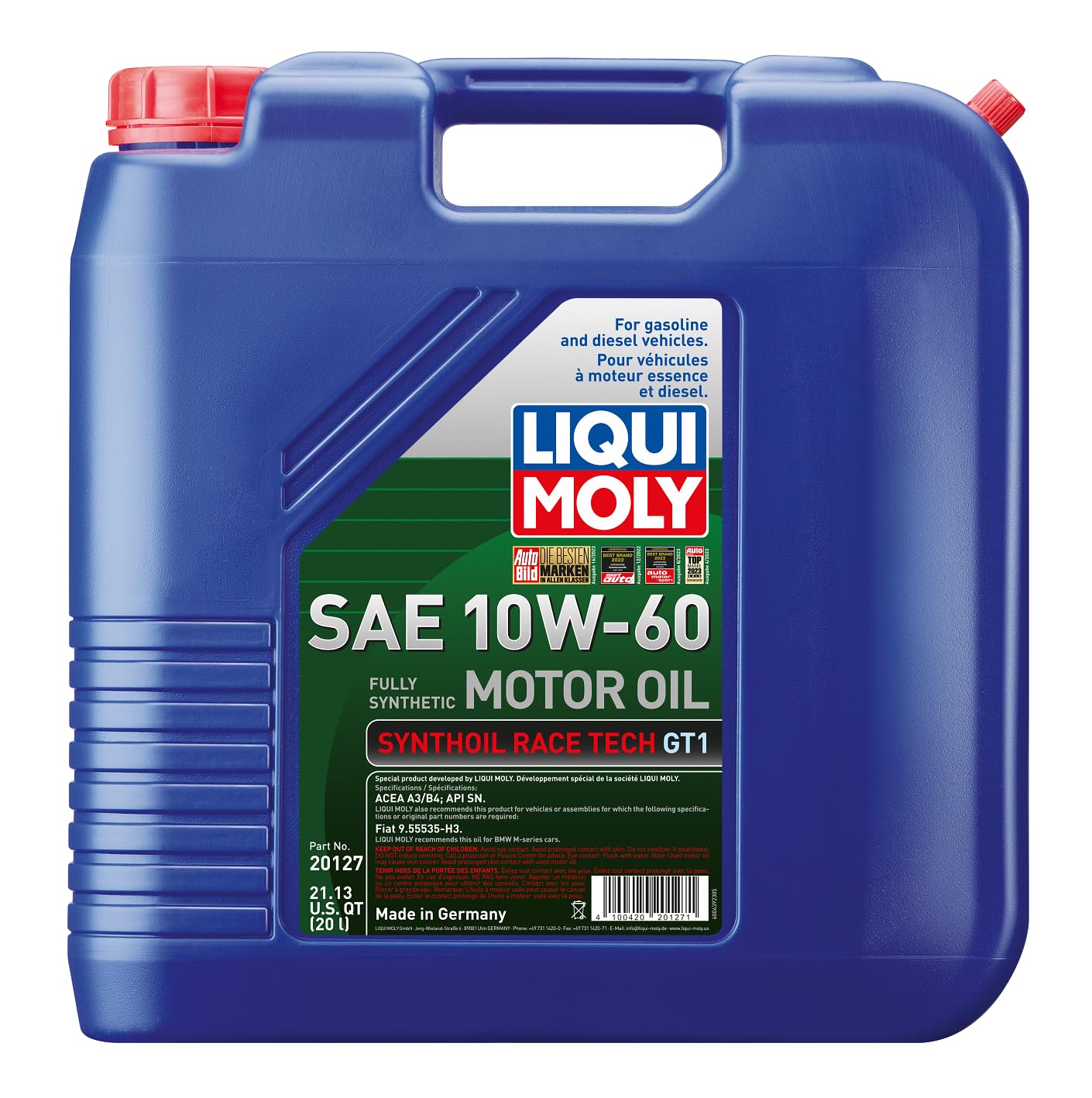 Liqui Moly SAE 10W-60 Synthoil Race Tech GT1 | 20 L | Motor Oil | SKU: 20127