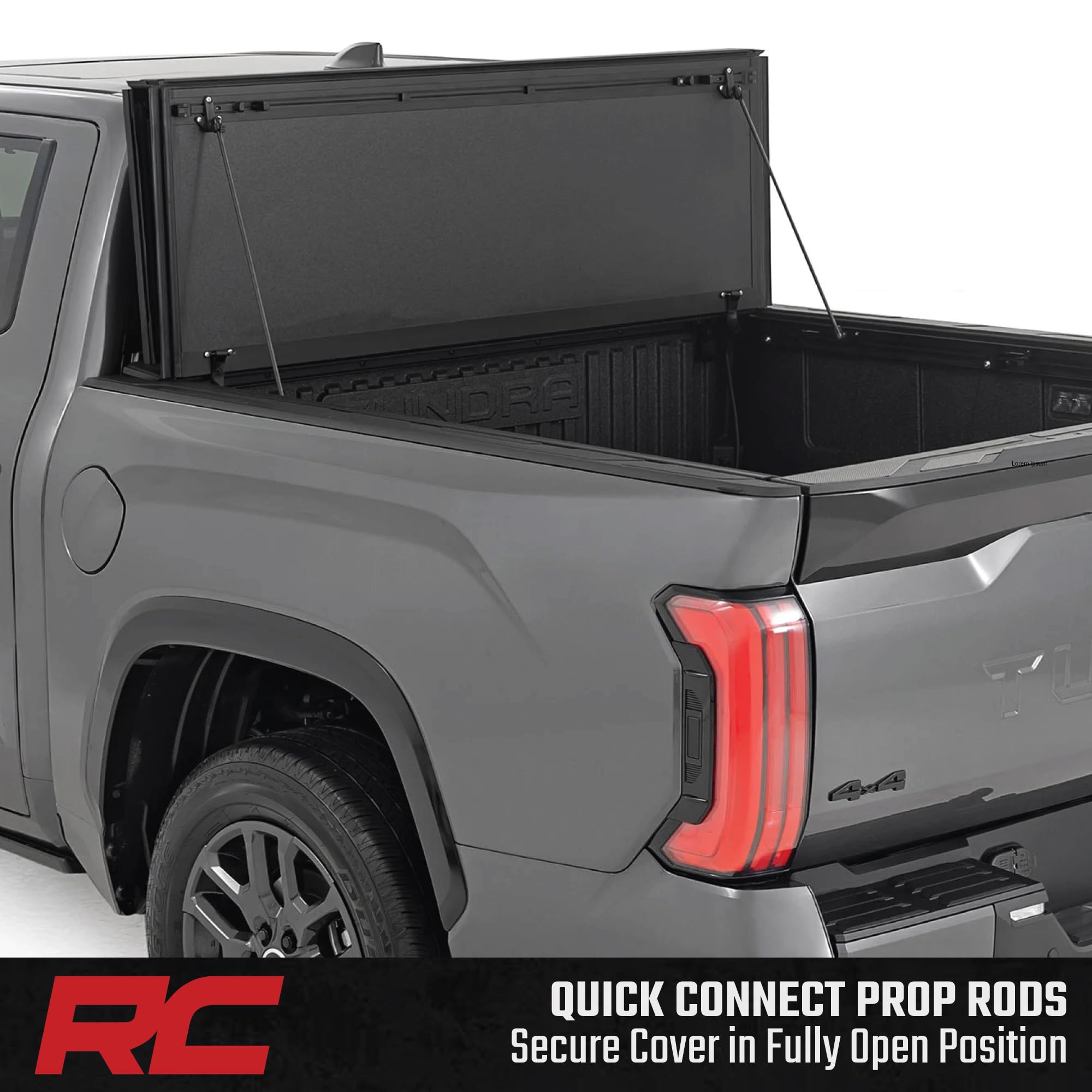 Rough Country Tonneau Cover Hard Tri-Fold for Toyota Tundra (2022-2026) - Aluminum Flip-Up Bed Cover, Fits 5'7 (65.6") Bed