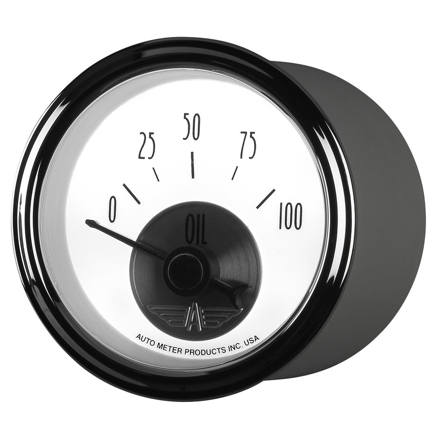 2-1/16" Electric Oil Pressure Gauge Auto Meter 2026 Prestige Pearl (0-100 PSI, 52.4mm)