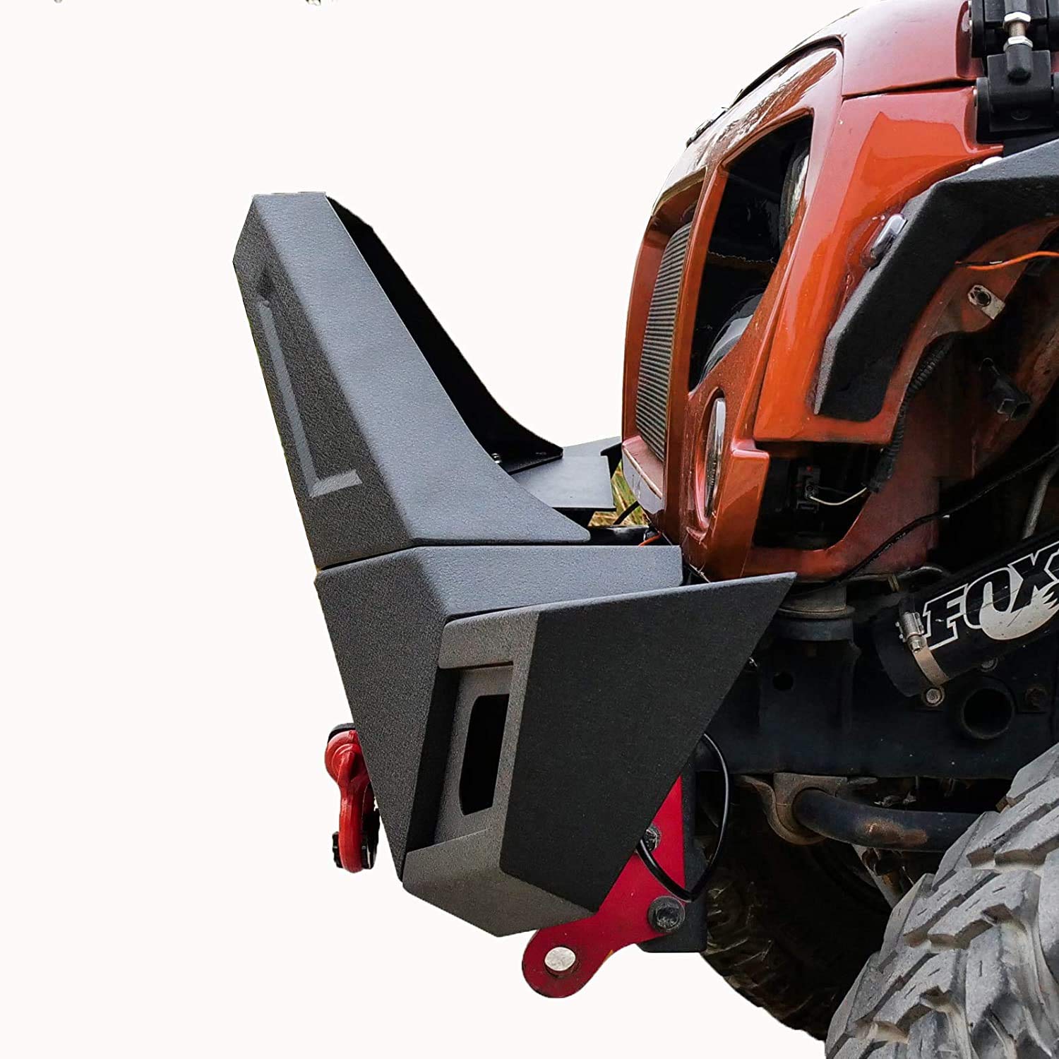 NIXON OFFROAD Front Bumper for Jeep Wrangler JK/JKU 2007-2018 2018-2026 JL/JLU 2019-2026 Gladiator JT Rock Crawler Off-Road Bumper W/Fog Light/Winch Plate Mounts & 2 LED Lights & 2 D-Ring Shackles
