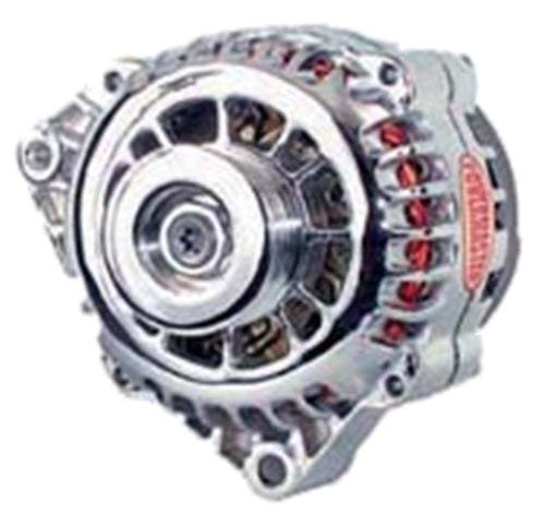 Alt GM CS130D Powermaster Chrome 120A 6 grv Pulley Offset Left MTG 1-Wire or OE Hookup