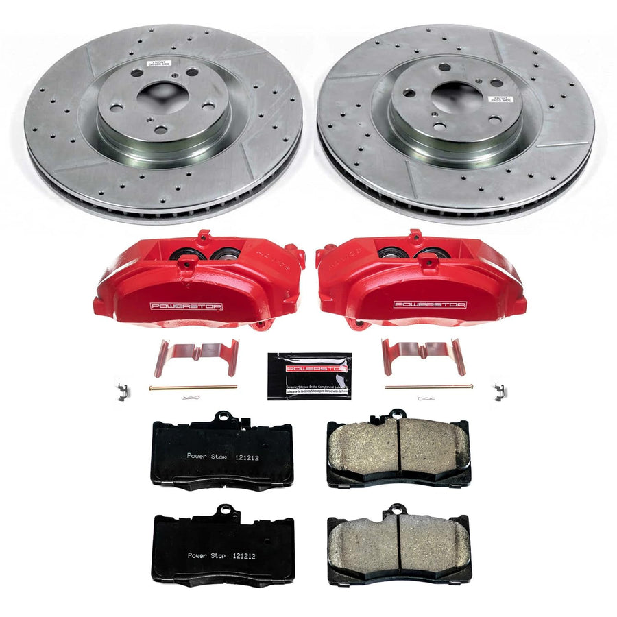Power Stop Z23 Daily Driver KC6355 Front Brake Caliper Kit-Drilled/Slotted Brake Rotor, Brake Pads & Calipers