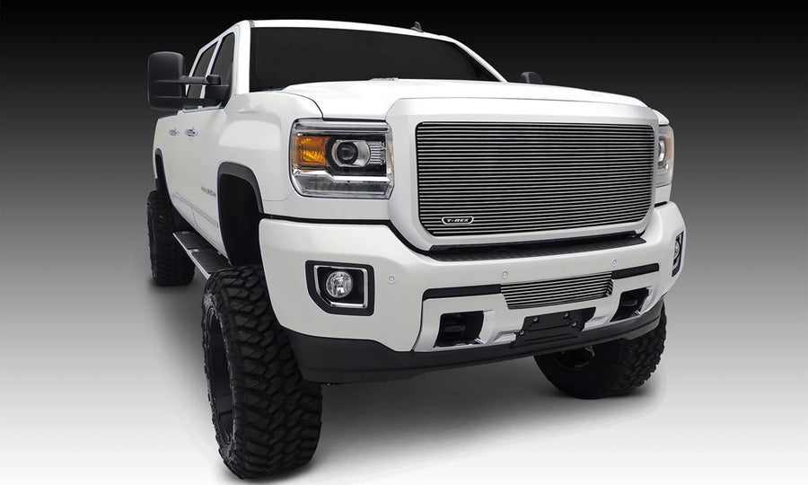 T-Rex Grilles 2015-2019 Sierra HD Billet Grilles, Polished, 1 Pc, Insert - PN #20211, Black