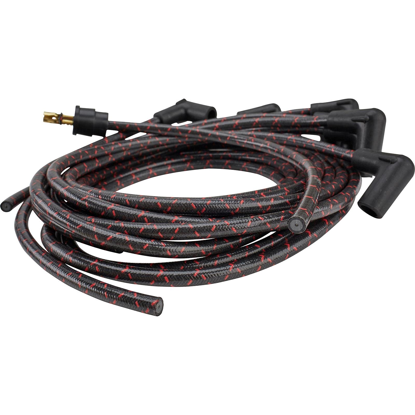 Lokar Performance Products PW-1014 Kit Plug Wire Ls Coil To Plug, 180D Plug, 90D Coil, Cut To Fit Black With Red Tracers