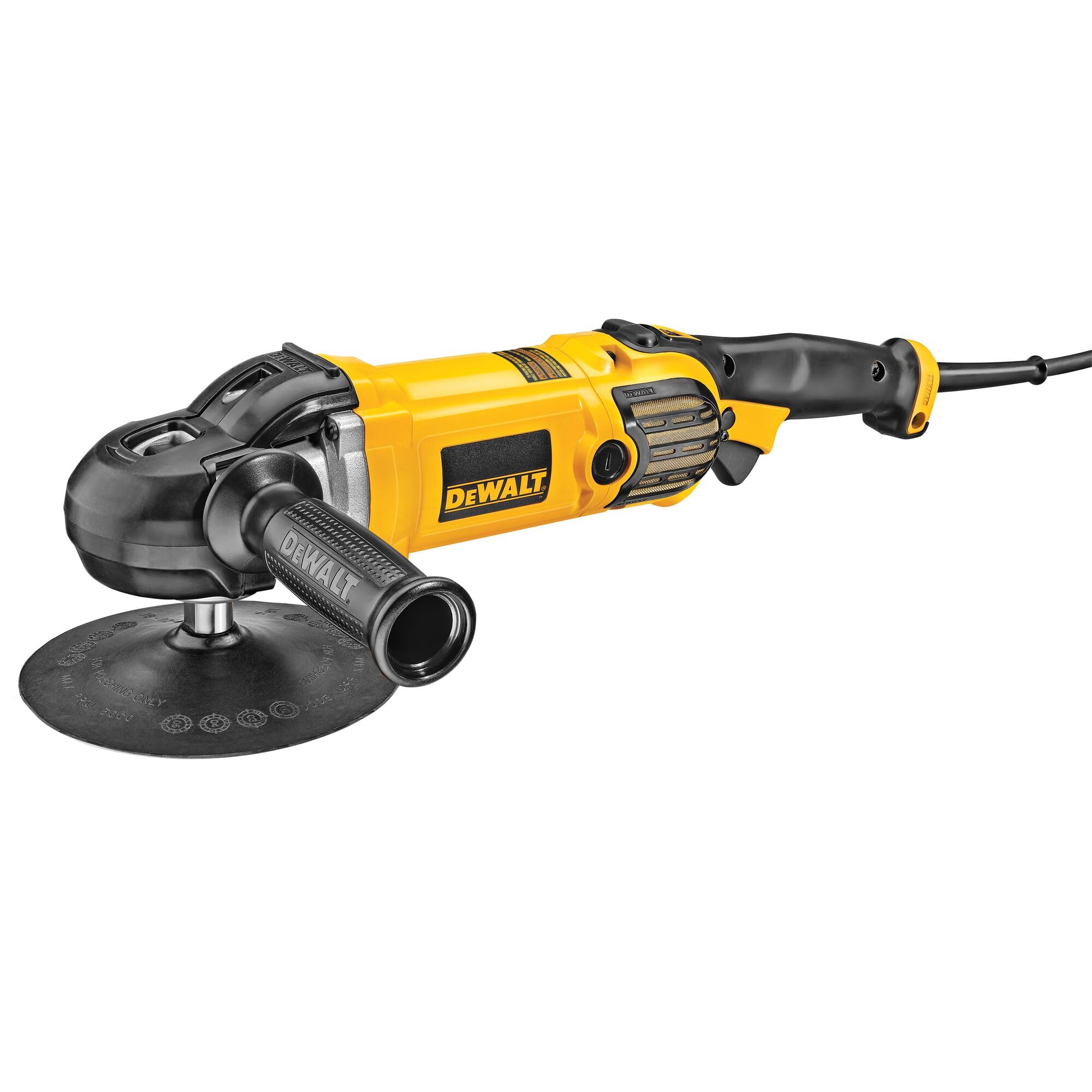 DEWALT 7-in-9-in Buffer Polisher, 12 amp, Variable Speed Dial 0-3,500 RPM’s, Soft Start Corded Car Buffer (DWP849X)